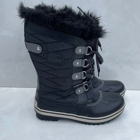 Sorel Girls Tofino II Fur Trim Waterproof Rubber Rain Boots Black Sz 5 - Picture 10 of 12